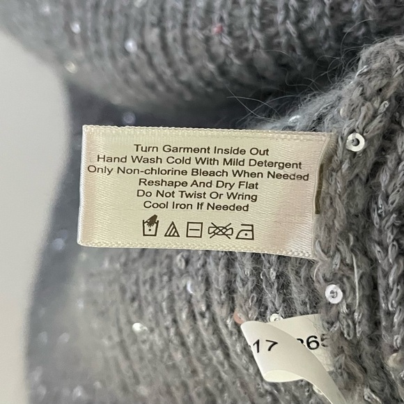 Boston Proper Mohair Open Sleeve Silver Sequin Sweater Grey Women’s Size Large - Picture 11 of 11